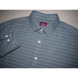 Men's UNTUCKit Long Sleeved Striped‎ Flannel Button Up Shirt Medium Slim Fit
